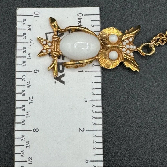 Milky White Jelly Belly Owl Pendant  Necklace - Picture 8 of 9